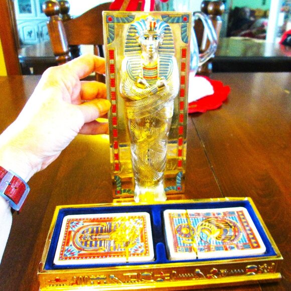 Vtg NWOT The Treasures of Tutankhamuh Card Box handpainted. Limited Edition - Picture 5 of 15